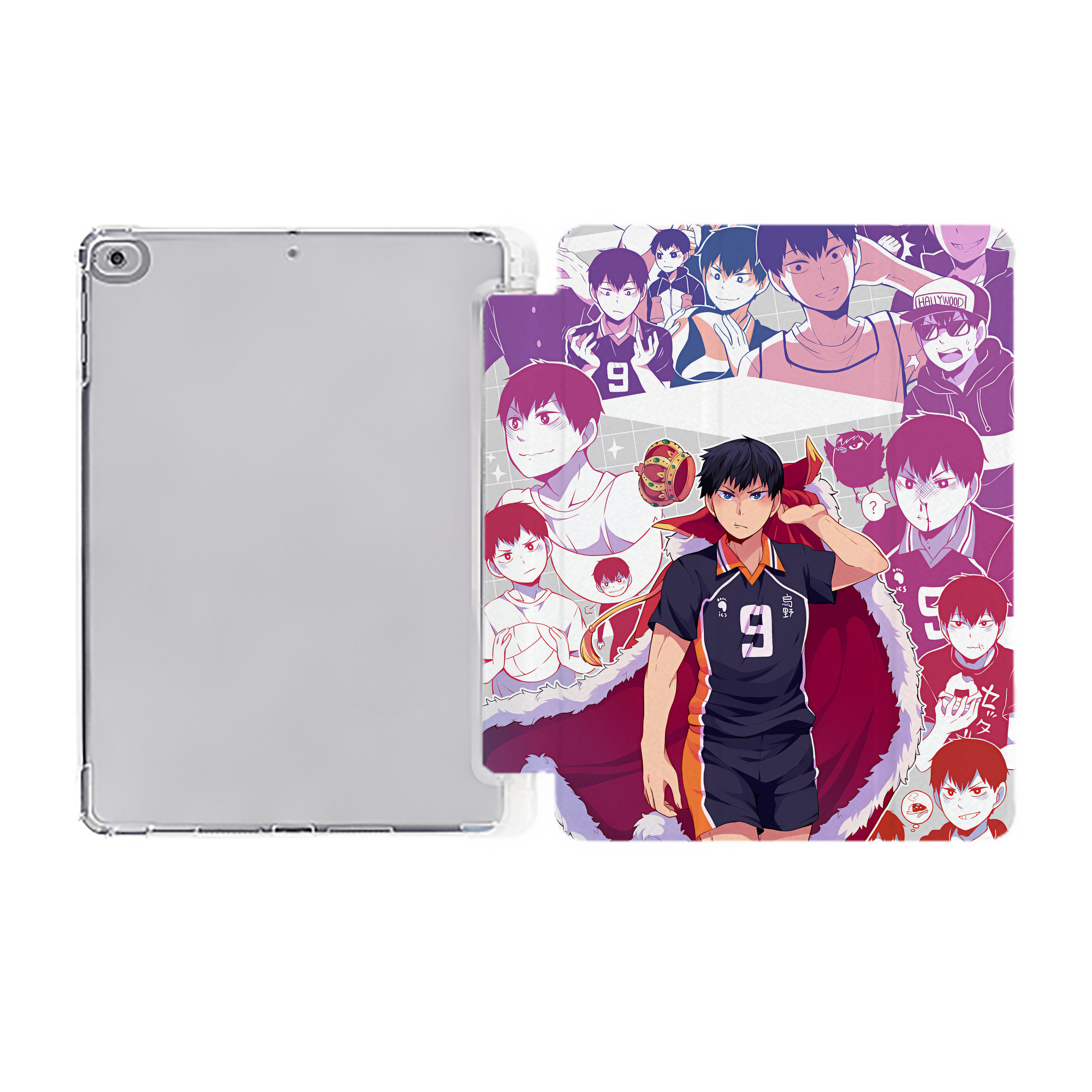 （画像用） ハイキュー!! Haikyu!! IPad ケース ペン収納付き 三つ折りスタンド PUレザー×シリコン 対応機種9.5/10.5/10.9インチ